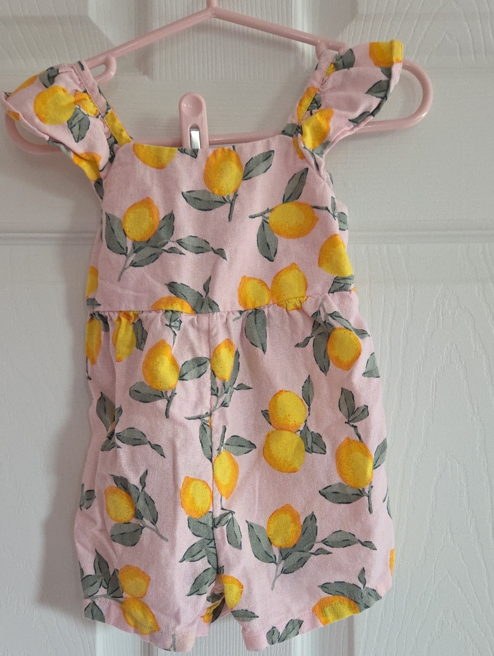 Gap 6-12 Months Girls Pink Lemon-Print Romper -